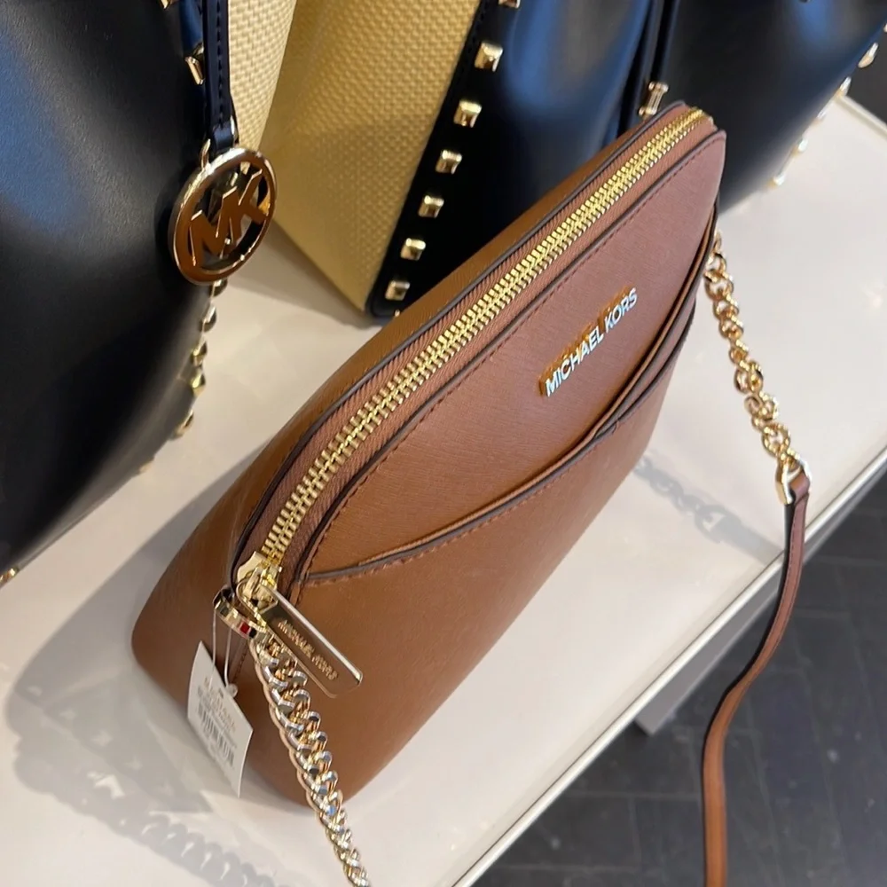 MICHAEL KORS Jet Set Travel Medium Dome Crossbody Bag Luggage  NWT